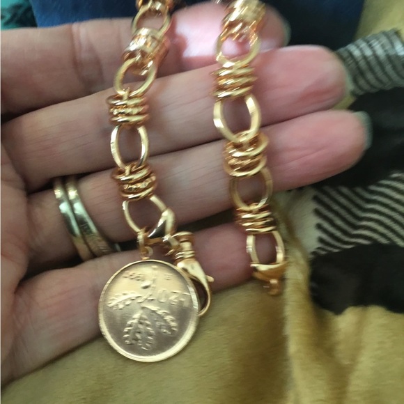 NWOT Toscana 18K Rose Gold Plated Italian 8” Bold Coin Bracelet - Picture 3 of 10